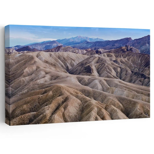 Death Valley desert mountains canvas wall art for a peaceful living room, adding earthy tones and a calming natural touch to modern décor
