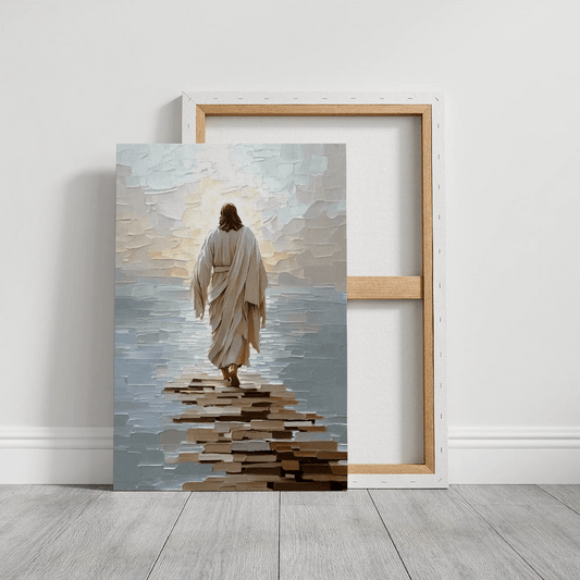canvas painting of jesus walking on water, christian wall prints, framed christian art