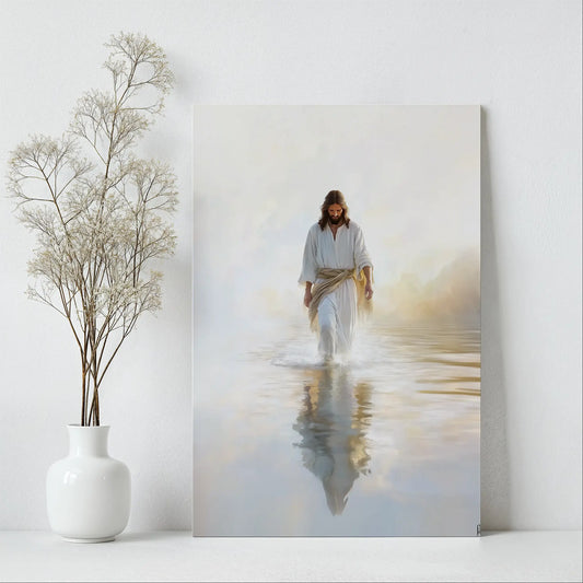 canvas print of jesus on the sea, large christian artwork, framed christian art