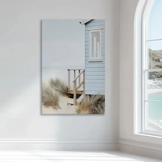 Light blue seaside cabin wall decor bringing calm coastal charm to bright modern interiors