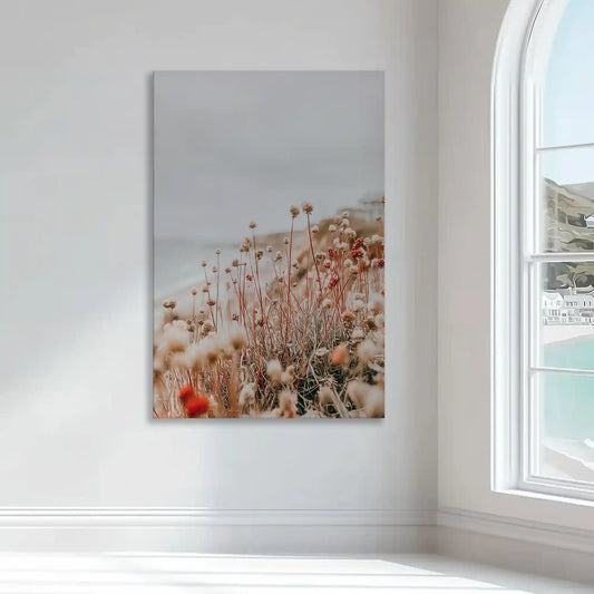 Golden dried grass — large canvas wall art with natural hues, tranquil nature-inspired artwork perfect for serene bedroom settings