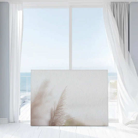 Beige pampas grass arrangement — modern canvas wall art with soft tones perfect for peaceful living room or boho interiors