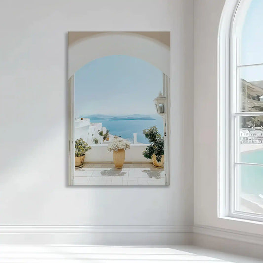 White stone arch with sea view — large canvas wall art capturing coastal tranquility, perfect for bedroom or dining room wall design