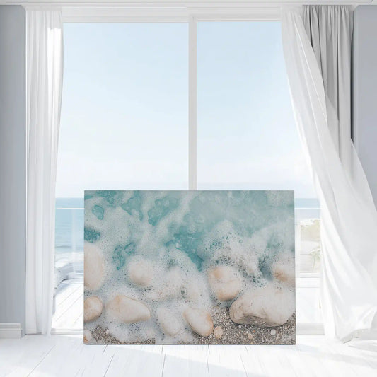 Ocean seashell arrangement — modern canvas wall art, soft seafoam hues and natural textures add coastal elegance to minimalist décor.