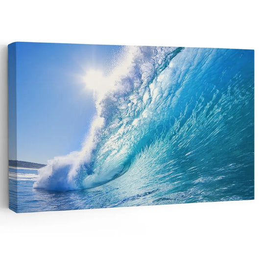 Ocean wave artwork — large canvas wall art for living room, vivid blue sea tones and modern design add calm coastal energy to décor.