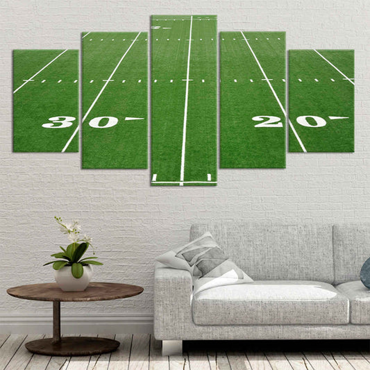 Football field yard lines large canvas wall art for a modern living room, creating an inspiring décor piece perfect for football fans