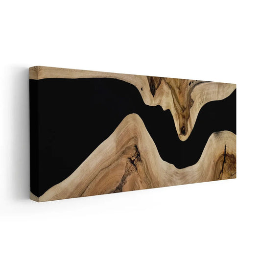 Modern wooden swirl — large canvas wall art featuring natural walnut texture, ideal for rustic or minimalist interiors.