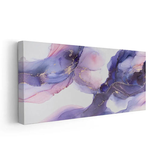 Flowing lavender tones — large canvas wall art blending purple and gold accents for stylish contemporary home decoration.