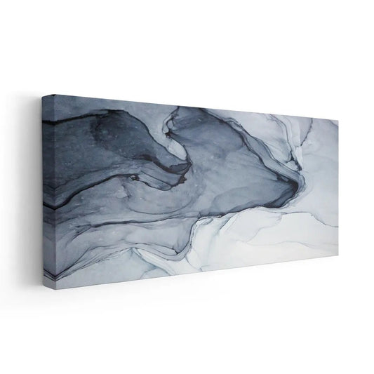 Abstract ink motion with navy hues — large canvas wall art, elegant centerpiece for minimalist living space.
