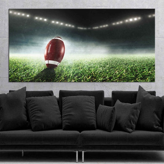 Stadium football close-up canvas wall art for living room décor, bringing inspiring game-day energy and making a standout housewarming gift