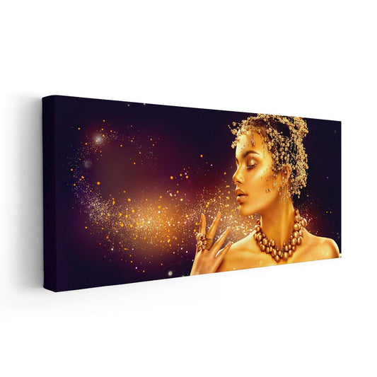 Gold Female Portrait Wall Art Canvas Print-Stunning Canvas Prints
