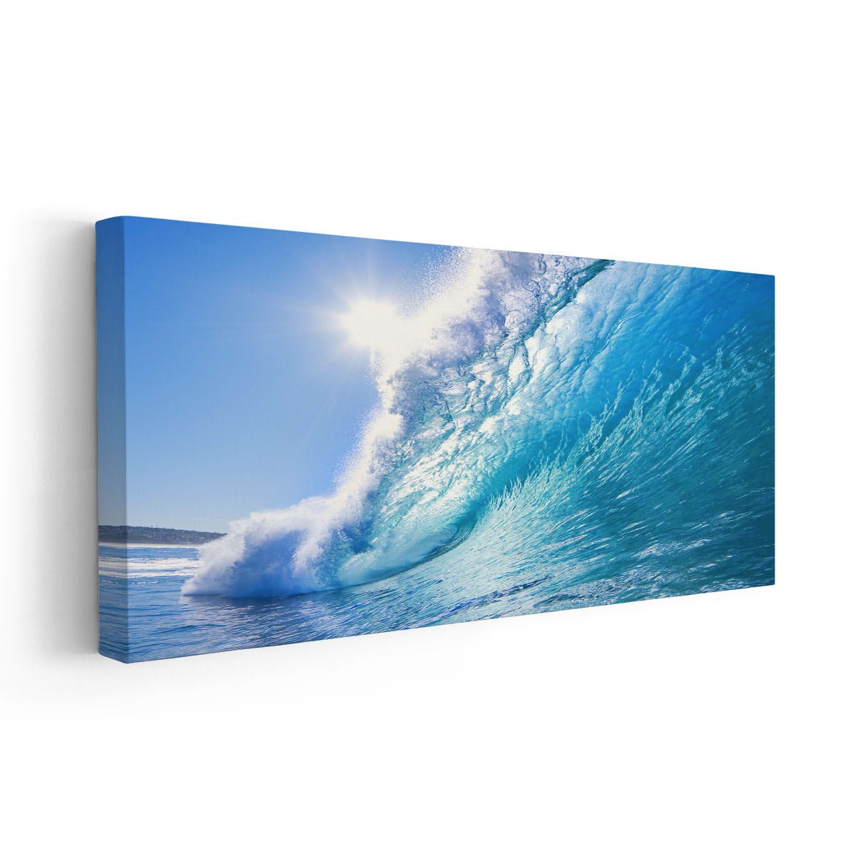 Big Blue Surfing Wave Canvas Wall Art
