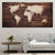 Burnt Wood World Map Multi Panel Canvas Wall Art 1 piece