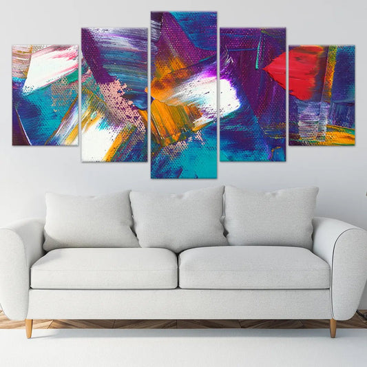 Bold colorful abstract strokes — modern canvas wall art, vibrant and inspiring centerpiece perfect for creative living room décor.