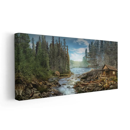 River Cabin Wall Art Canvas Print-Stunning Canvas Prints