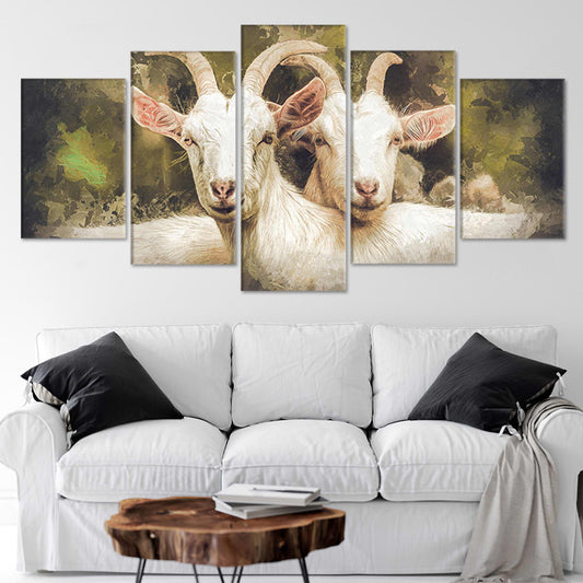 Loving goats canvas wall art for living room décor, adding a peaceful rustic charm that enhances warm farmhouse spaces with gentle wildlife beauty.