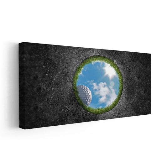 “Modern abstract golf planet large canvas wall art with dark textured tones, perfect for a focused living room workspace vibe.”
