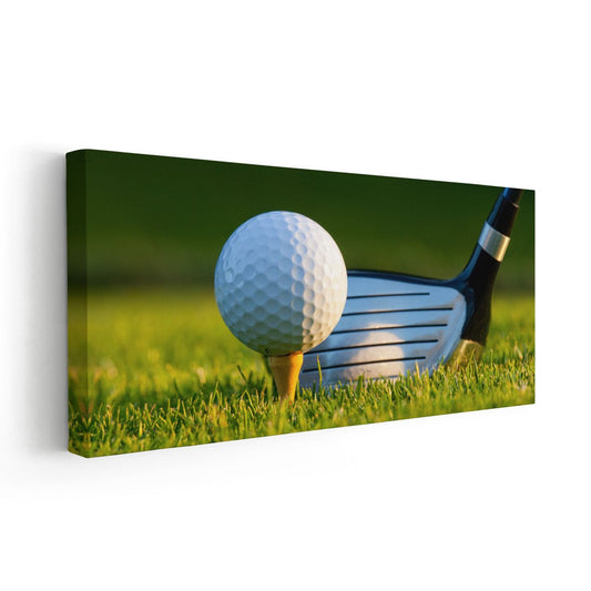 Tee-off golf scene in a modern palette — large canvas wall art, bright greens and clean lines ideal for inspiring office decor.