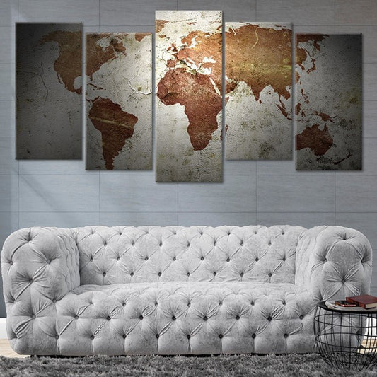 Large Grunge World Map Wall Art Canvas Print-Stunning Canvas Prints