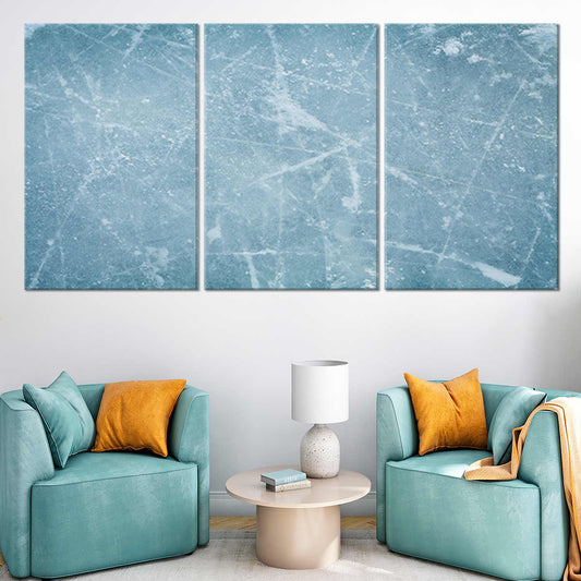 Frozen rink surface — large canvas art in cool blue tones, perfect for creating an inspiring winter sports theme in a stylish bedroom