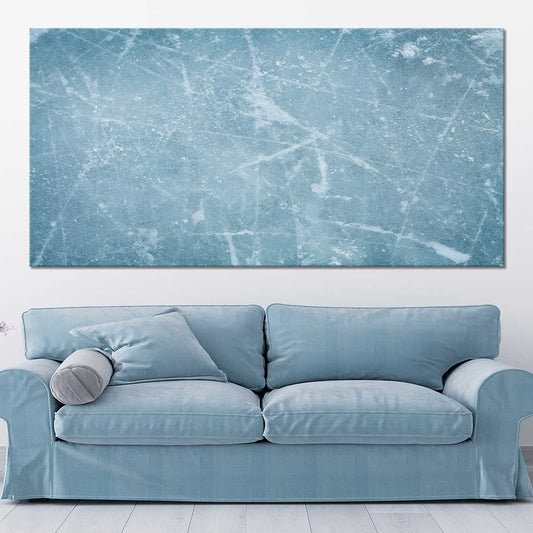 Ice hockey rink texture canvas wall art for living room, adding a calming frozen aesthetic to modern sports décor for hockey fans