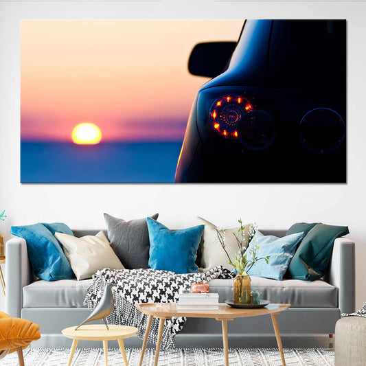 Car Silhouette at Sunset Wall Art-Stunning Canvas Prints