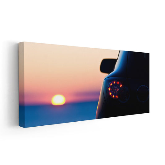 Car Silhouette at Sunset Wall Art-Stunning Canvas Prints