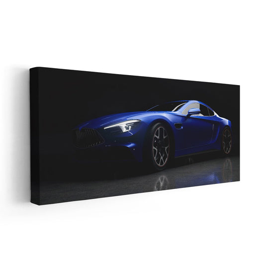 Car Canvas Wall Art, Modern Sports Car Artwork, Blue Car Canvas Prints