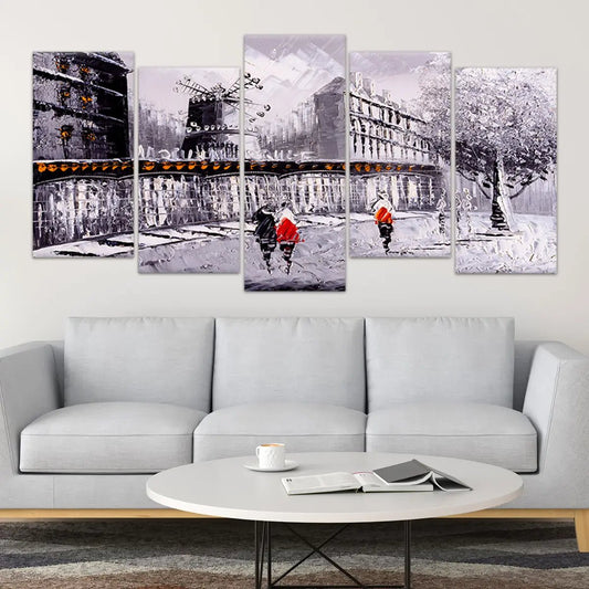 Romantic Paris street scene — large canvas wall art featuring elegant architecture, a perfect wedding or anniversary gift.