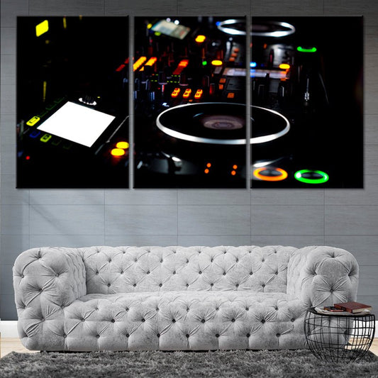 Pioneer DJ controller canvas wall art for living room adds inspiring nightlife energy and bold electronic style ideal for modern housewarming décor