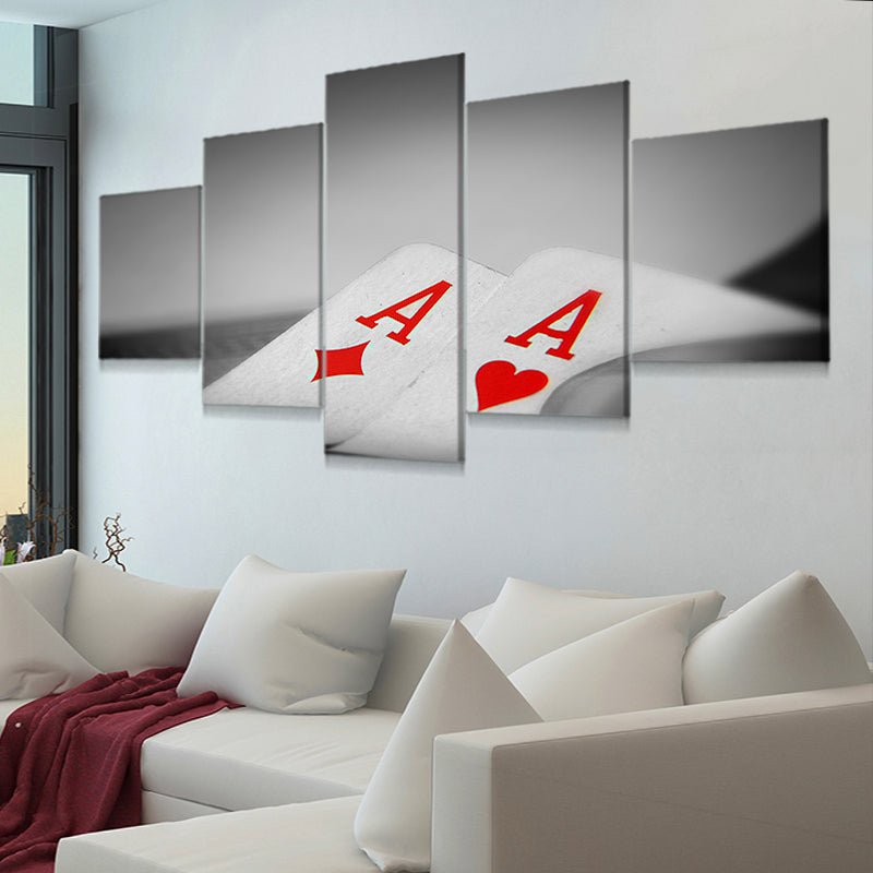 Poker Aces Multi Panel Canvas Wall Art 5 pieces