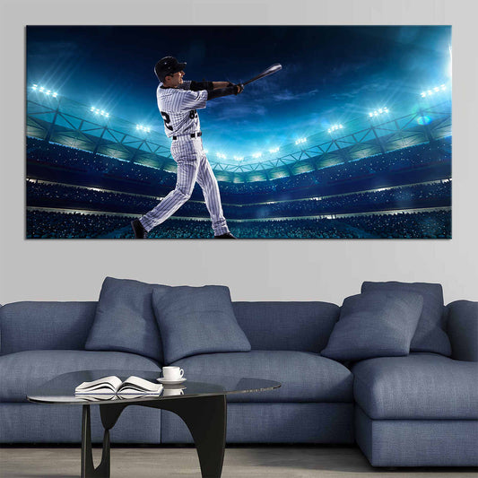 Professional baseball batter canvas wall art for living room décor, adding inspiring athletic energy and modern sports character