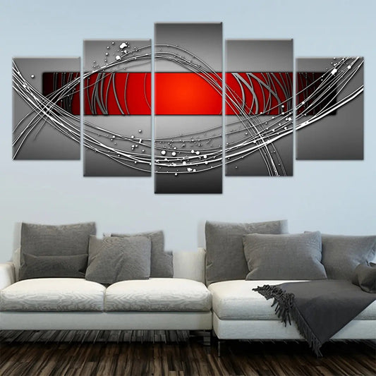 Red and grey abstract pattern — elegant canvas wall art for living room décor, creating a bold and modern visual impact.