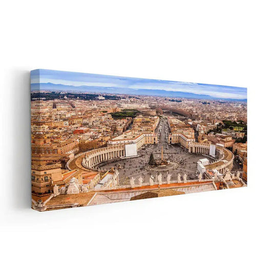 Saint Peter’s Basilica view — modern canvas wall art in golden palette, ideal for peaceful and elegant home interior décor.