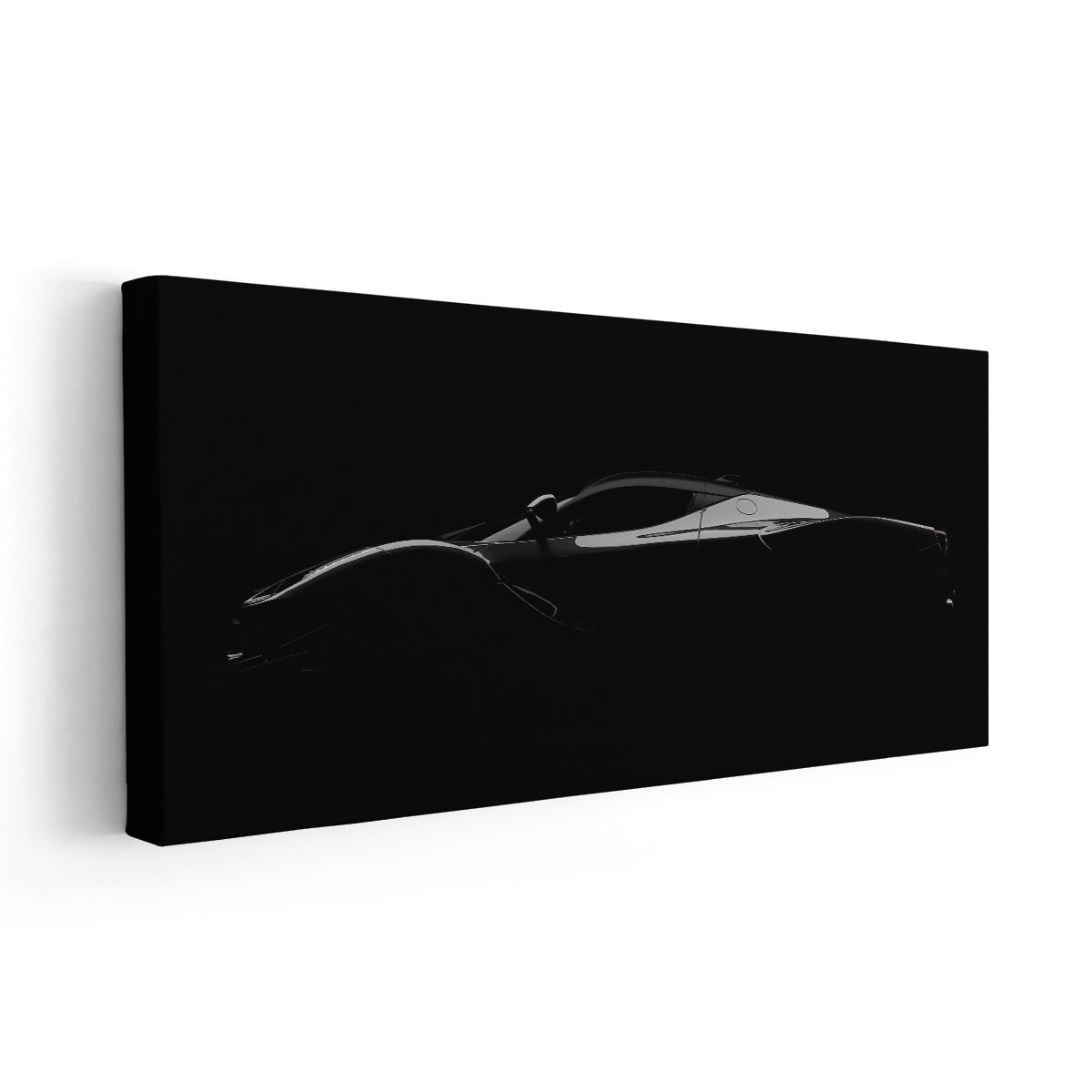 Black Sports Car Silhouette Canvas Wall Art