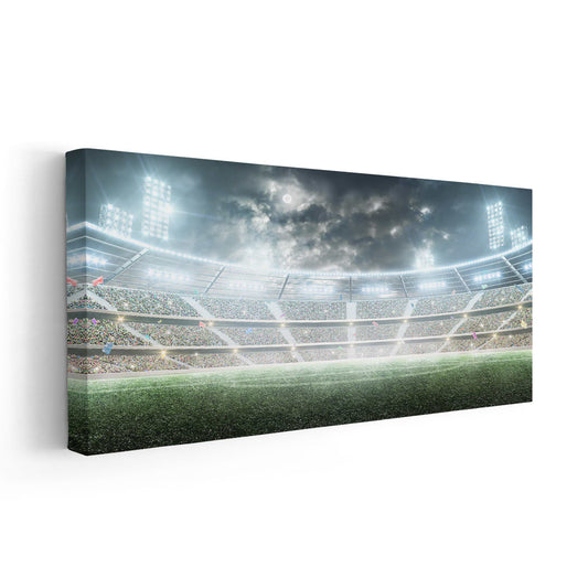 Illuminated football stadium in a modern palette — large canvas wall art that adds inspiring game-day energy to offices or gaming rooms.