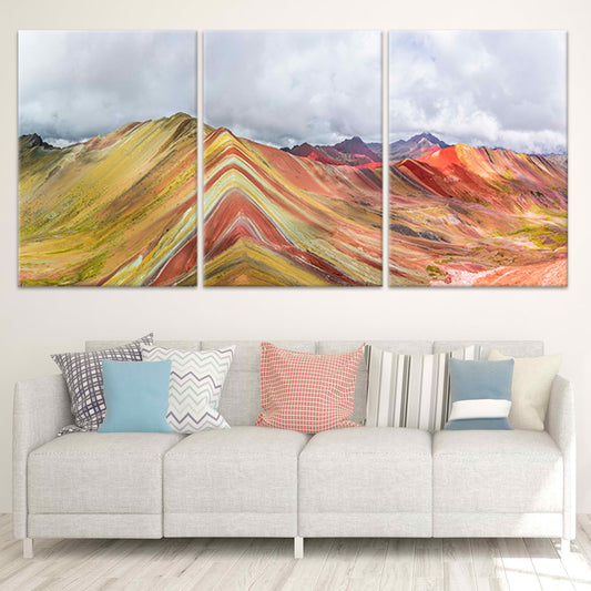 Colorful striped mountains — Large canvas art with bold modern tones perfect for bedroom décor and adding an inspiring visual statement