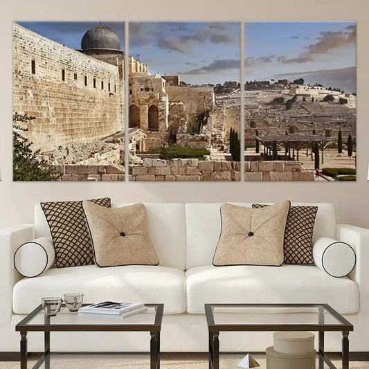 Wailing Wall Jerusalem — modern canvas wall art featuring sacred cityscape, peaceful and inspiring decor for living room or office.