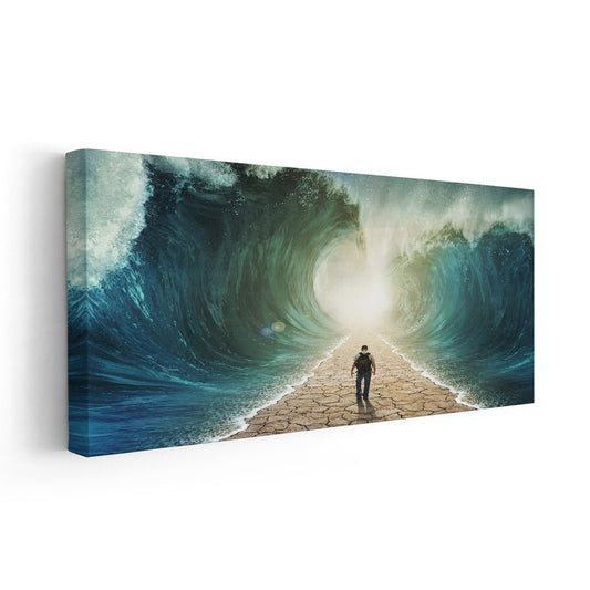 Moses Parting The Red Sea Painting, framed scripture wall art, christian wall art for bedroom, biblical canvas art