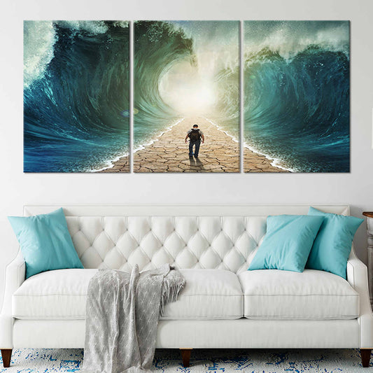 Moses Parting The Red Sea Painting, framed scripture wall art, christian wall art for bedroom, biblical canvas art