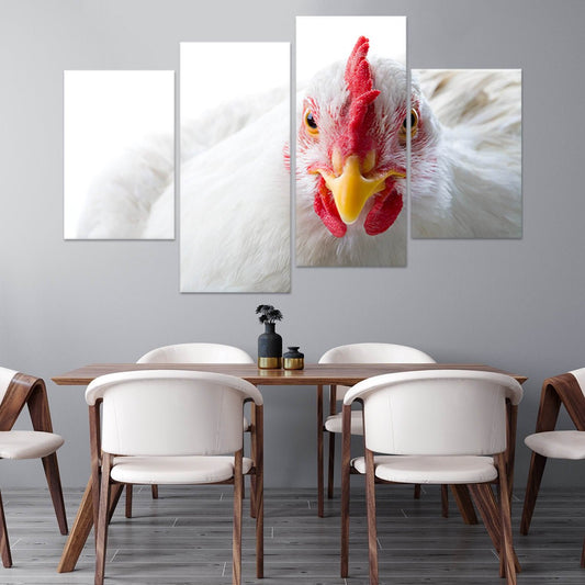 White chicken — large canvas wall art for dining room, rustic farm-inspired design adding charm and warmth to modern country interiors.