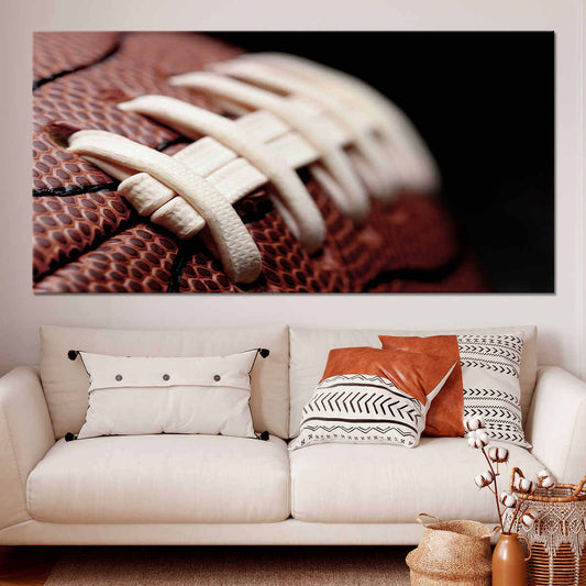Football close-up canvas wall art for living room décor, adding inspiring game-day energy and making a standout housewarming gift