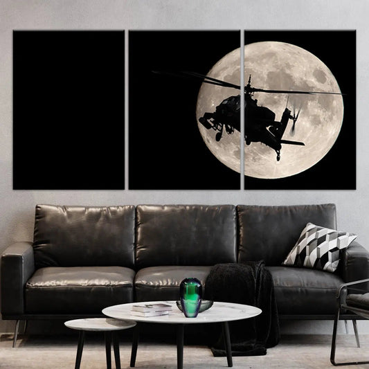Apache Helicopter Silhouette Wall Art Canvas Print-Stunning Canvas Prints
