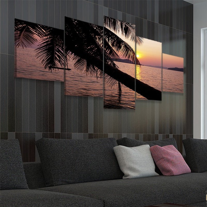 Beautiful Sunset On A Tropical Beach With Palm Tree canvas wall art