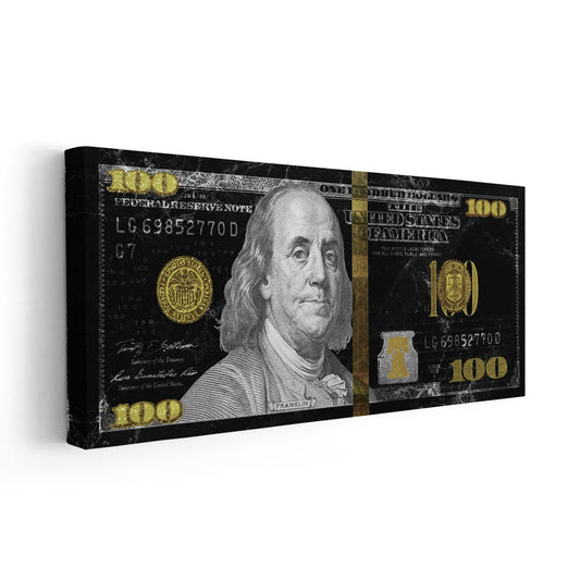 Modern 100 Dollar Bill Wall Art Canvas Print-Stunning Canvas Prints