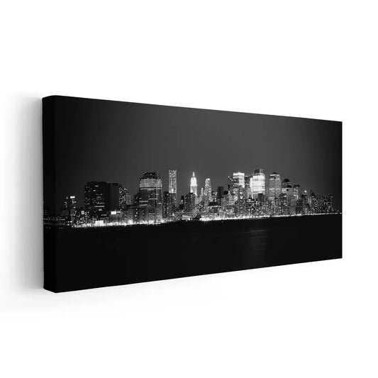 Manhattan skyline — large canvas wall art in minimalist style, perfect for urban apartments or modern home office decor.