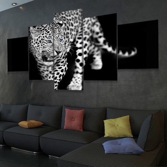 Black and white jaguar — large canvas wall art for living room, adding bold contrast and modern luxury to elegant interiors.