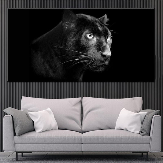 Black panther — large canvas wall art for living room, symbolizing strength and sophistication in modern minimalist decor.