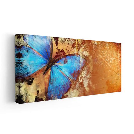 Vibrant butterfly — modern canvas wall art with orange and blue tones, adding creative energy to bedroom or office spaces.