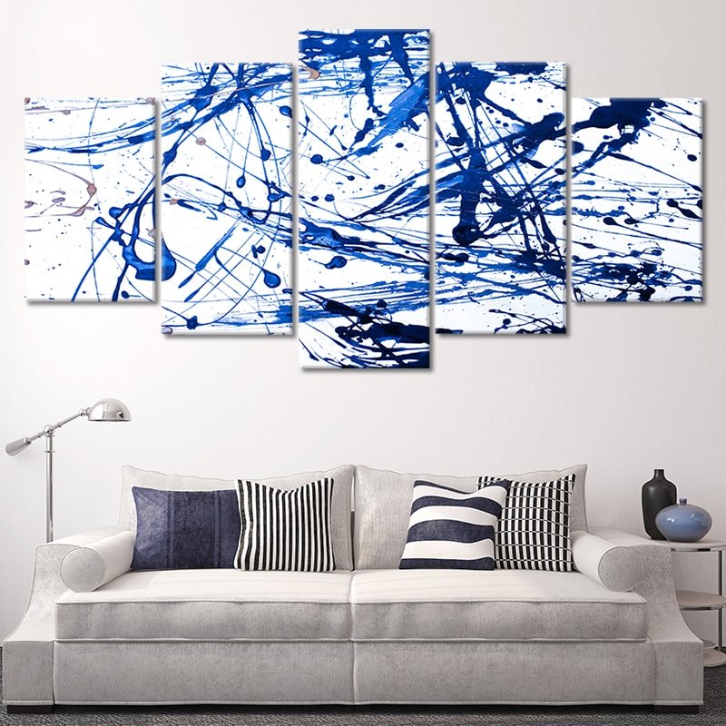 Blue Paint Splash Canvas Wall Art